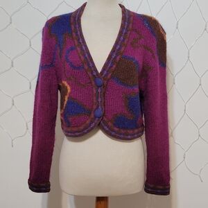 Vintage Evan Picone Cropped Single Breast Cardigan Sweater • Tagged Size Medium